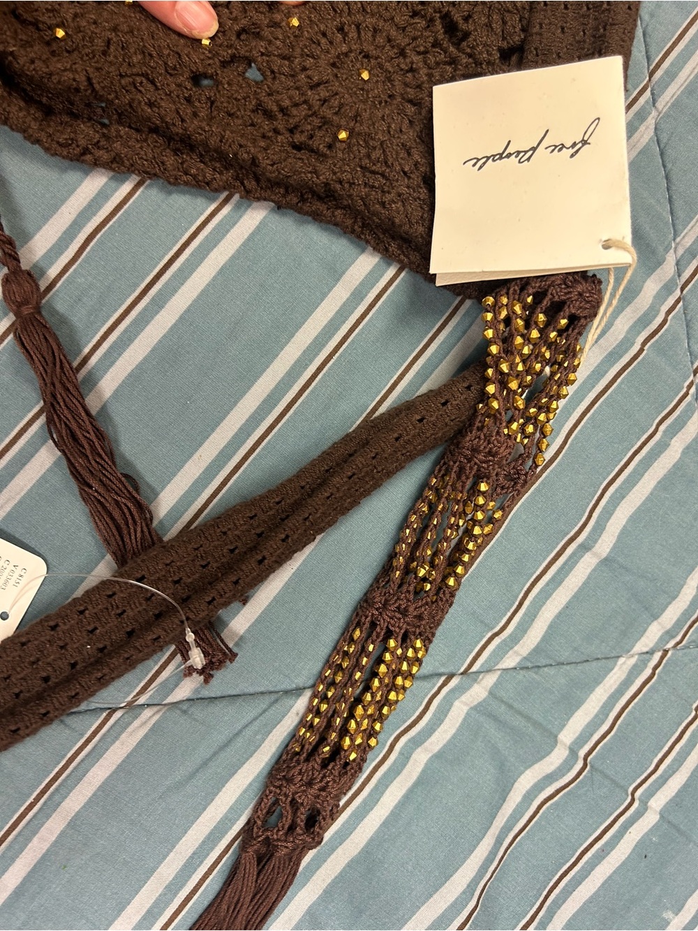 NWT Free People Brown Cotswold Crochet Bag - Picture 7 of 12